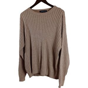 Vintage Northern Isles Cosby Sweater Men's XL Brown Ribbed Knit Grandpa 90s Y2K